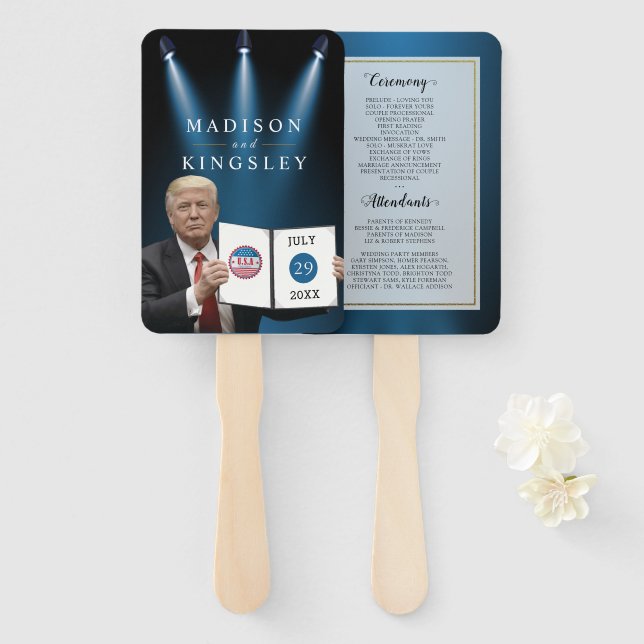 Éventail Programme du président Trump Meilleur Mariage Hand (Devant et derrière)