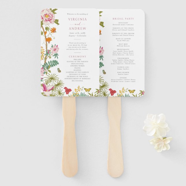 Éventail Programme Floral vintage (Devant et derrière)