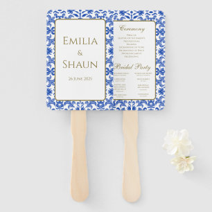 Éventail Programme italien de ventilateur à main bleue