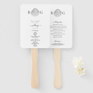 Éventail Programme minimaliste de mariage de coquillages de