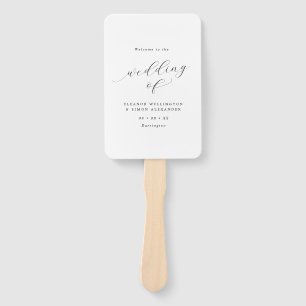 Éventail Programme minimaliste de mariage noir et blanc