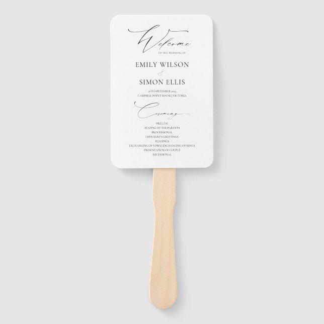 Éventail Programme moderne de mariage élégant (Devant)