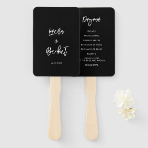 Éventail Programme moderne de mariage noir contemporain