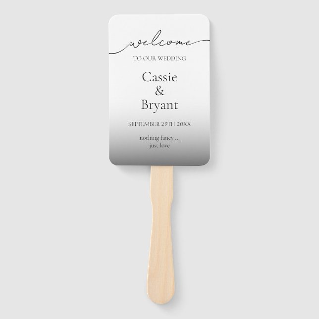 Éventail Programme moderne de mariage noir et blanc Ombre (Devant)