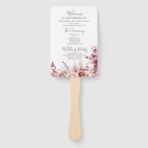 Éventail Programme moderne de mariage rose Rose Dusty