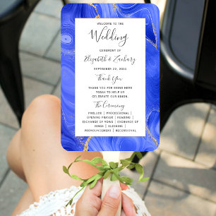 Éventail Programme Royal Blue Gold Agate Wedding