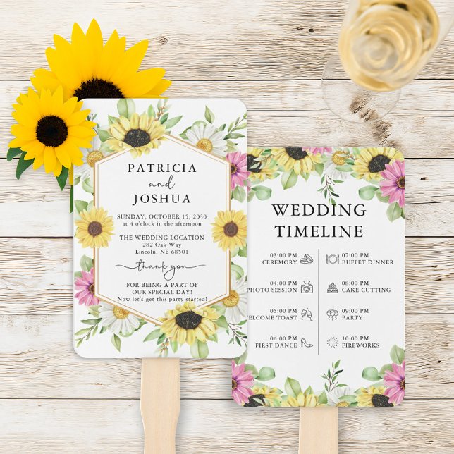 Éventail Programme Rustique de mariage de tournesol Ventila (Créateur téléchargé)