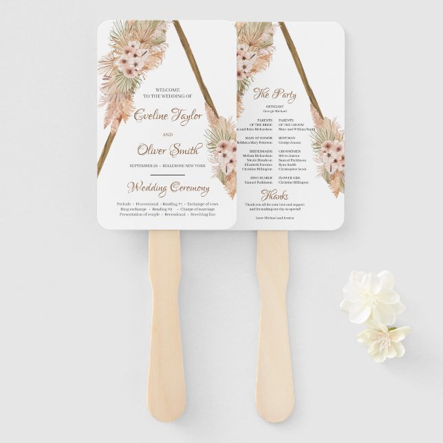 Éventail Programme tendance Palm Séché Pampas Grass Arche e (Devant et derrière)