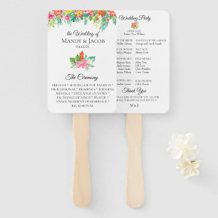 Éventail Programme Tropical Floral Bouquet Wedding