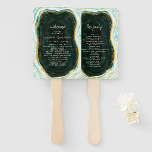 Éventail Programme turquoise de cérémonie des Mariages d'âg