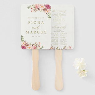 Éventail Programme vintage de mariage floral Ventilateur à 