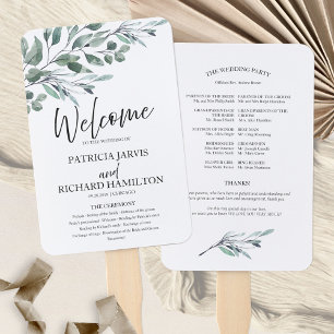 Éventail Programmes de mariage de verdure de feuilles d'euc
