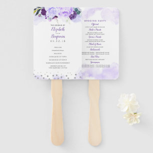 Éventail Puprle et Argent Élégant programme de mariage flor