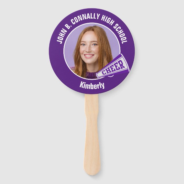 Éventail Purple Cheerleader Photo High School Spirit (Devant)