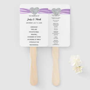 Éventail Purple Diamond Heart Wedding Programme
