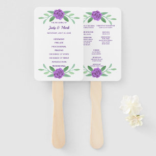 Éventail Purple Floral Greenery Foliage Programme de mariag