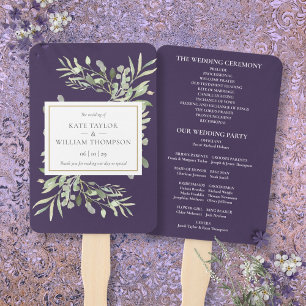 Éventail Purple Lavender Programme de mariage vert