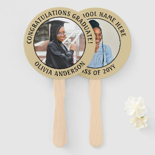 Éventail Quote 2 Photo Black Gold Faux Foil Graduation