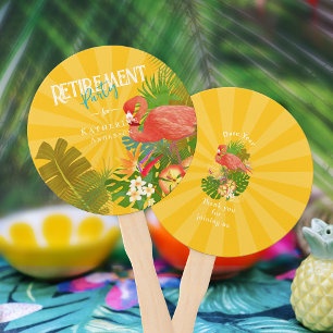 Éventail Refroidisseur Jaune Orange de Retraite Flamant Ros