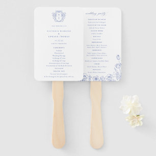 Éventail Regency Blue Crest Monogramme Programme de mariage