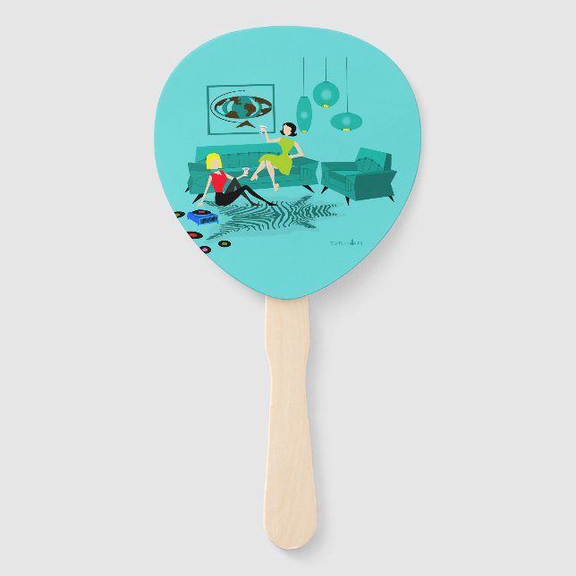 Éventail Retro La nuit de la fille dans l'ensemble des fans (Devant)