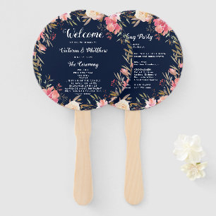 Éventail Romantique Blush Bloom Floral Wedding Programme