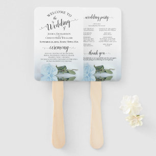 Éventail Romantique Dusty Blue Rose Élégant programme de ma