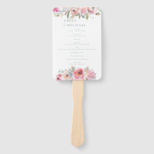 Éventail Romantique Fleurs de Cottage Bleu Programme Sage