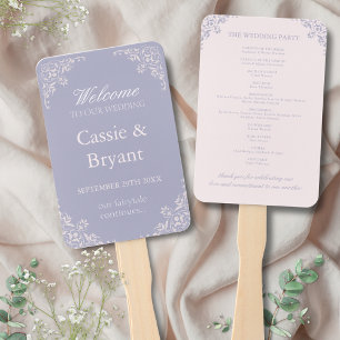 Éventail Romantique Français Lilac Programme de Mariage Vin