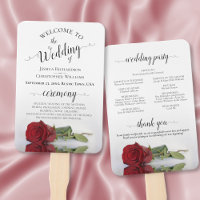 Romantique Rose rouge Élégant programme de mariage
