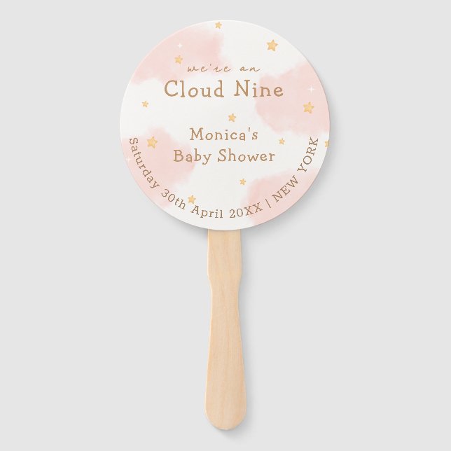 Éventail Rose Cute Nuage Neuf Fille Douche bébé (Devant)