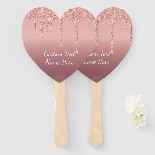 Éventail Rose de texte personnalisé Parties scintillant d'é (Devant et derrière)