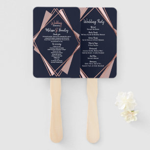 Éventail Rose Gold Marine Blue Mauve Programmes géométrique