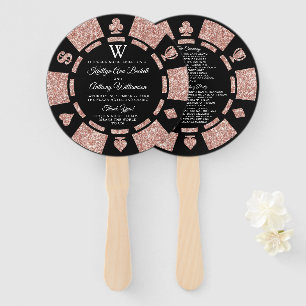 Éventail Rose Gold Monogram Poker Chip Casino Mariage