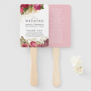 Éventail Rose vintage Gold et Blush Shabby Wedding Programm