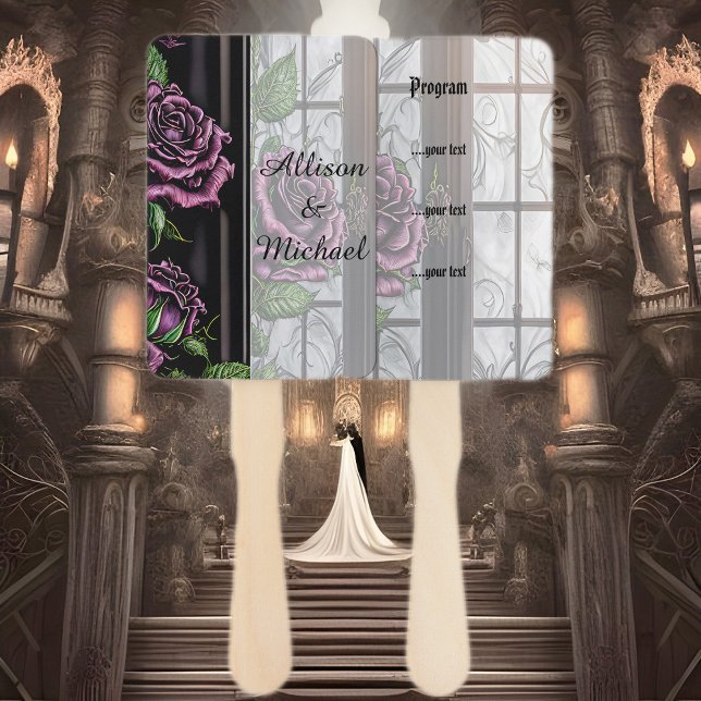 Éventail Rose violet par la fenêtre - mariage de style goth (Créateur téléchargé)