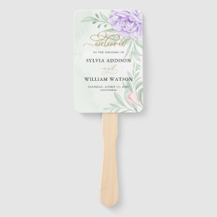 Éventail Rose violet rustique Floral Eucalyptus Boho Mariag