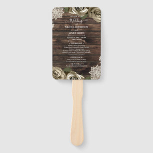 Éventail Roses en or léger glamour mariage en bois rustique