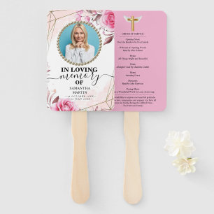 Éventail Rosy Blush Funeral Celebration of Life Hand Fan