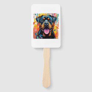 Éventail Rottweiler coloré Pop Art � Style de trempage vibr
