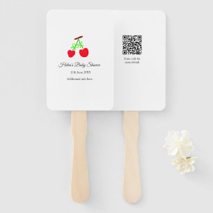 Éventail rouge Cerry green bow ajouter nom date baby shower