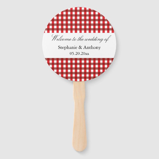 Éventail Rouge et blanc En vichy Motif Barbeque ventilateur (Devant)