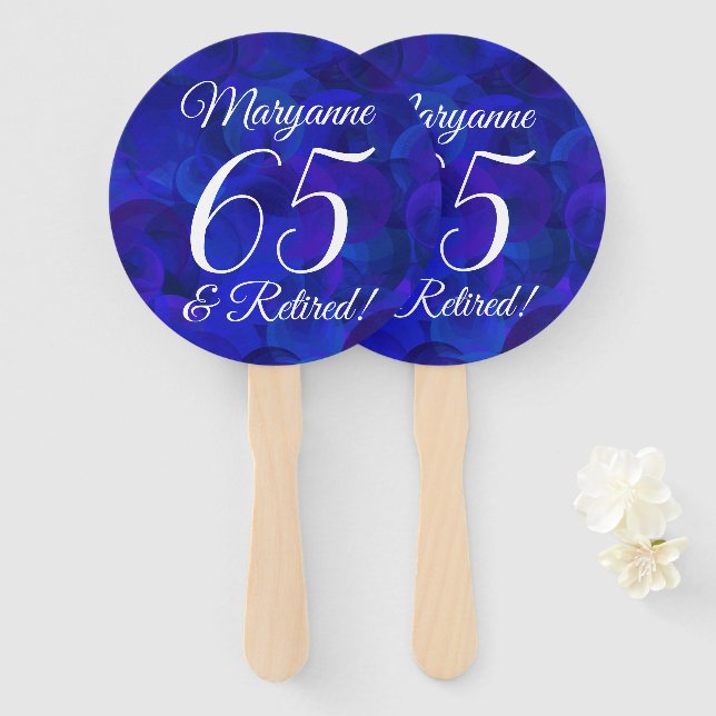 Éventail Royal Blue 65 et Retraite Party (Devant et derrière)