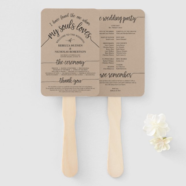 Éventail Russe Mariage programme de cérémonie Brown Kraft F (Devant et derrière)