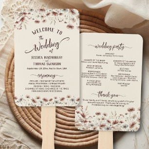 Éventail Rustic Earthtone Boho Programme de mariage Fleur s