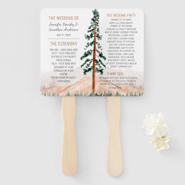 Éventail Rustic Mountains Pine Trees Programme de mariage d