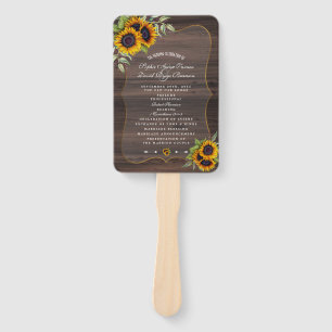 Éventail Rustic Watercolor Sunflower Programme de mariage e