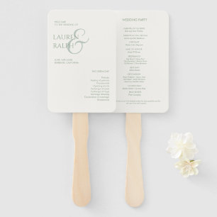 Éventail Sage Green & Ivory Monogram Programme de mariage