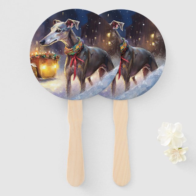 Éventail Saison de Noël Greyhound (Devant et derrière)