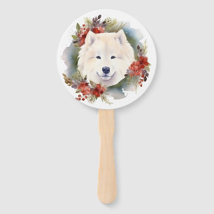 Éventail Samoyed Christmas Wreath Festive Pup